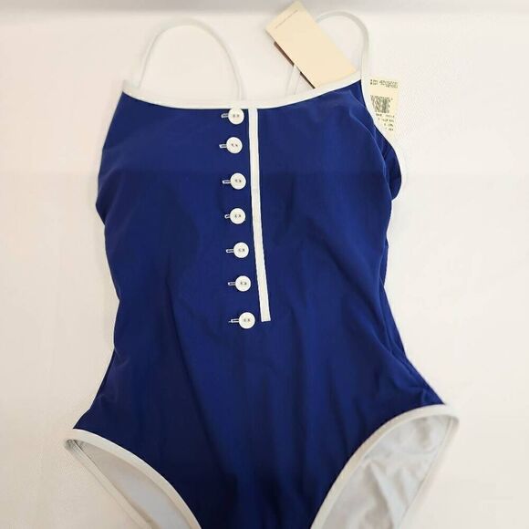 Gottex Size 6 Women's Sail To Sunset Square Neck One Piece Swimsuit Navy - Picture 4 of 9